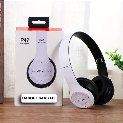 Casque Audio Bluetooth 5.0 Sans Fil Pliable – Gaming, Sport & Musique Stéréo