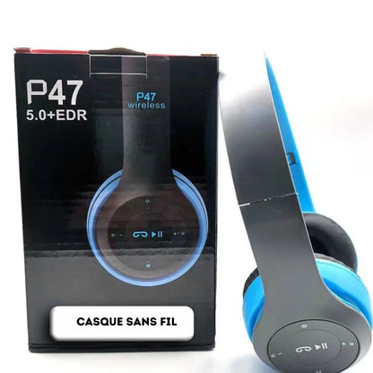 Casque Audio Bluetooth 5.0 Sans Fil Pliable – Gaming, Sport & Musique Stéréo