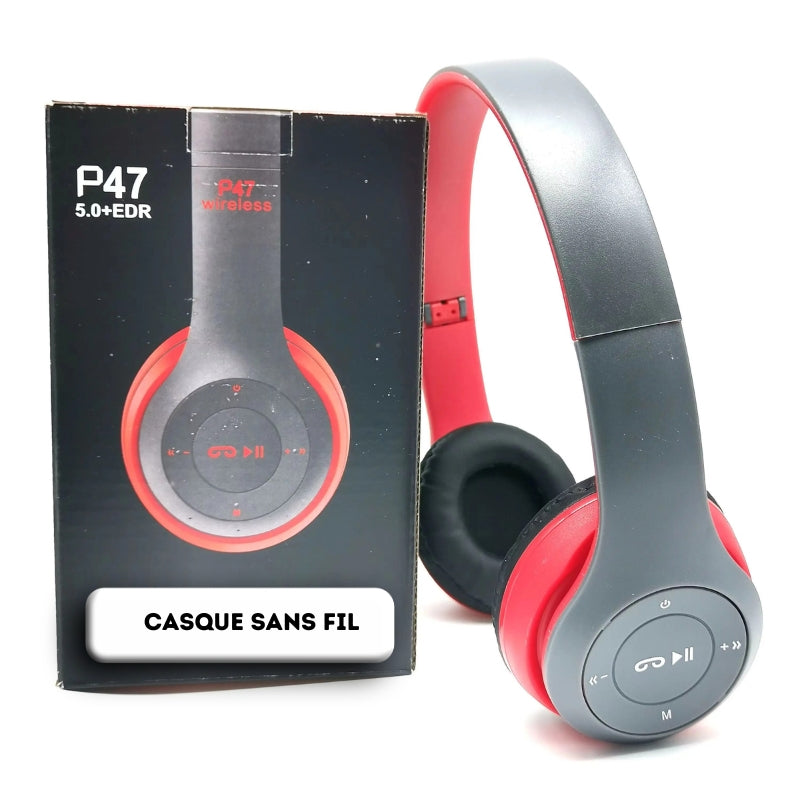 Casque Audio Bluetooth 5.0 Sans Fil Pliable – Gaming, Sport & Musique Stéréo