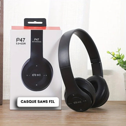 Casque Audio Bluetooth 5.0 Sans Fil Pliable – Gaming, Sport & Musique Stéréo