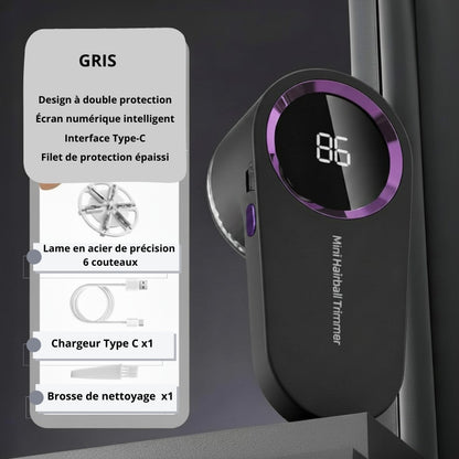 Épilateur de Vêtements Électrique Portable – Affichage LED, Rechargeable USB Type-C