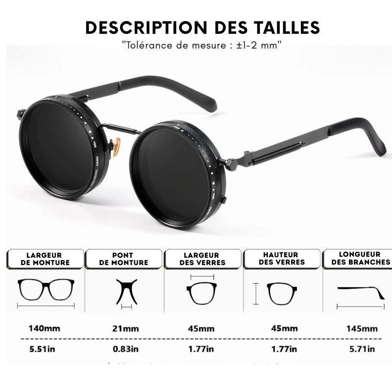 Lunettes de Soleil Rondes Polarisées – Réglage Luminosité ND9, UV400, Homme & Femme