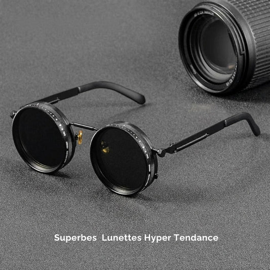 Lunettes de Soleil Rondes Polarisées – Réglage Luminosité ND9, UV400, Homme & Femme