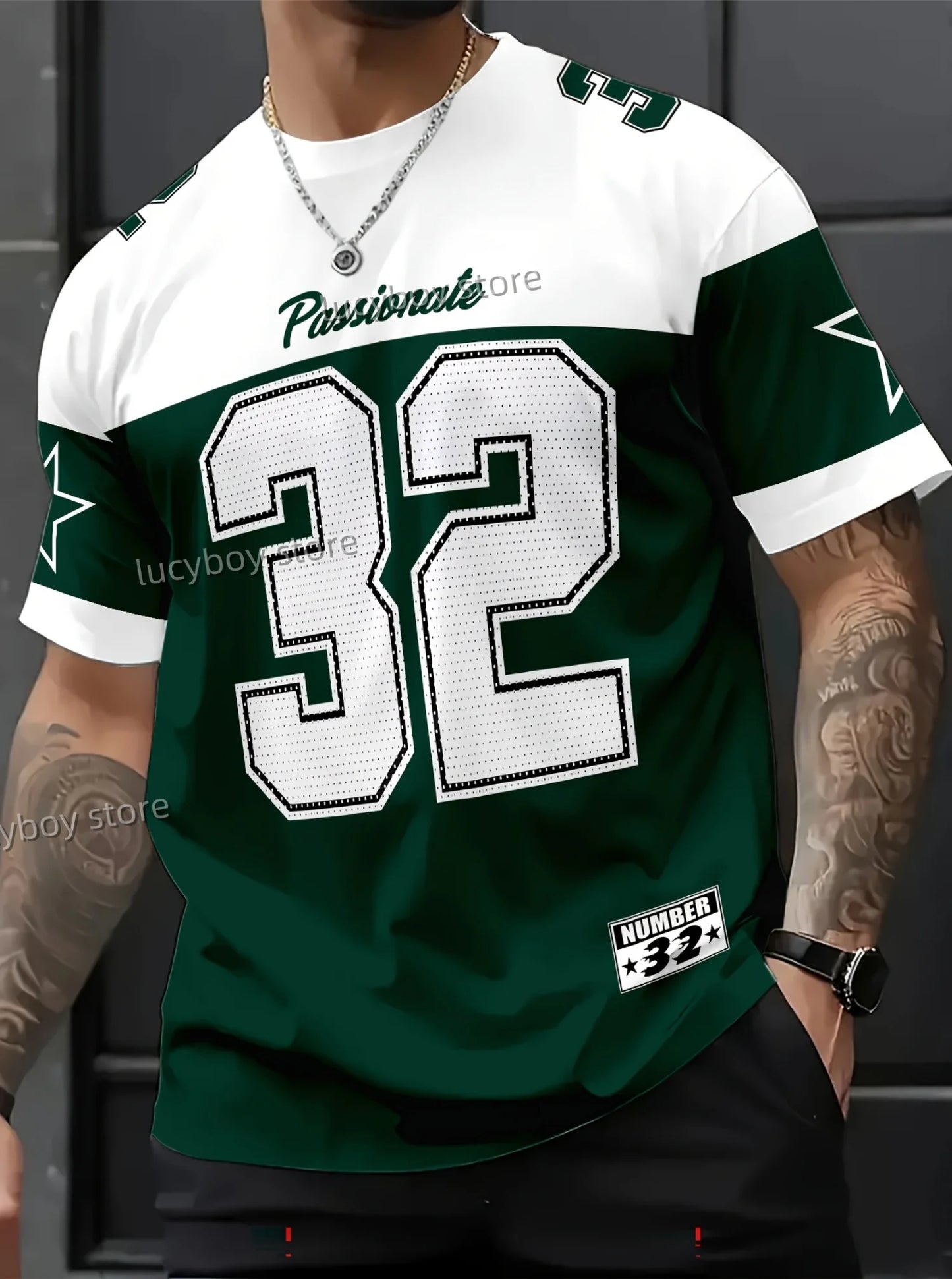 T-Shirt Homme Manches Courtes Col Rond – Imprimé NO.32 Style Américain Vintage Basketball