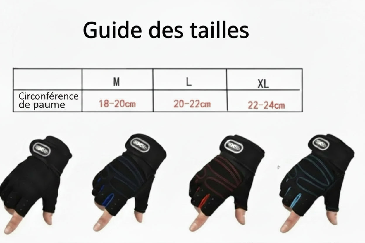 Gants de Sport Sans Doigts Multi-activités Pour Homme et Femme