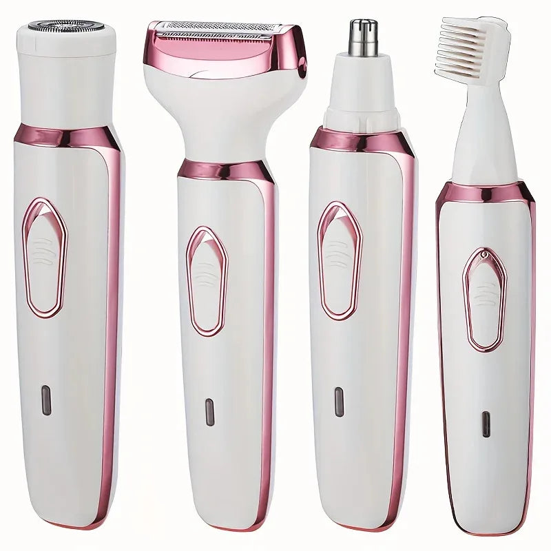 4-in-1 Multifunktions-Epiliererset für Damen | Augenbrauen, Nase, Gesicht, Beine & Bikinizone – USB wiederaufladbar