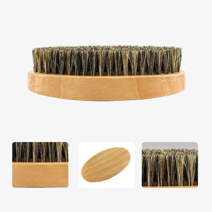 Kit Entretien Barbe 6-en-1 – Brosse, Peignes, Blaireau, Ciseaux & Sac Velours