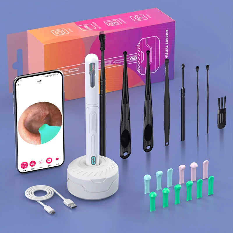 Nettoyeur d'Oreilles avec Caméra HD – Otoscope Endoscope Rechargeable USB-C