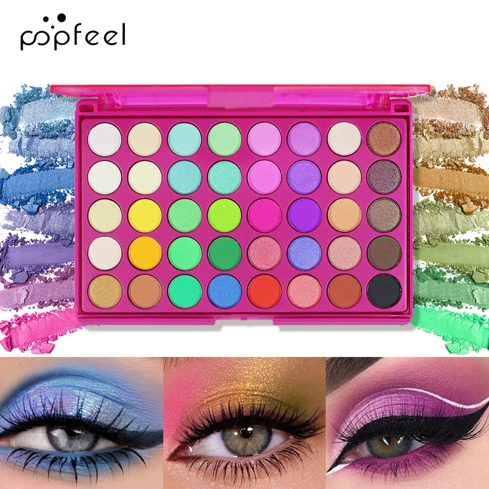 Palette Fards à Paupières 40 Couleurs – Tons Terre & Arc-en-Ciel, Mat & Shimmer