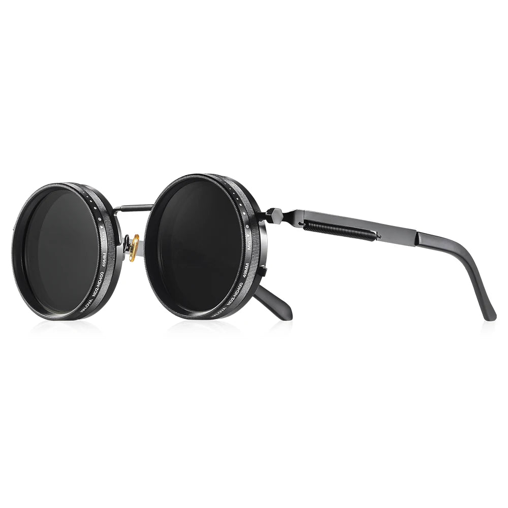 Lunettes de Soleil Rondes Polarisées – Réglage Luminosité ND9, UV400, Homme & Femme